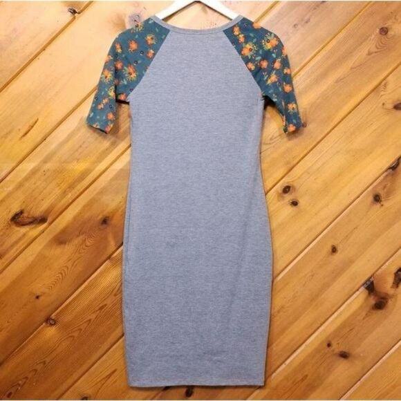 Lularoe Julia Dress Bodycon Raglan Style Gray Xxs - Picture 3 of 7